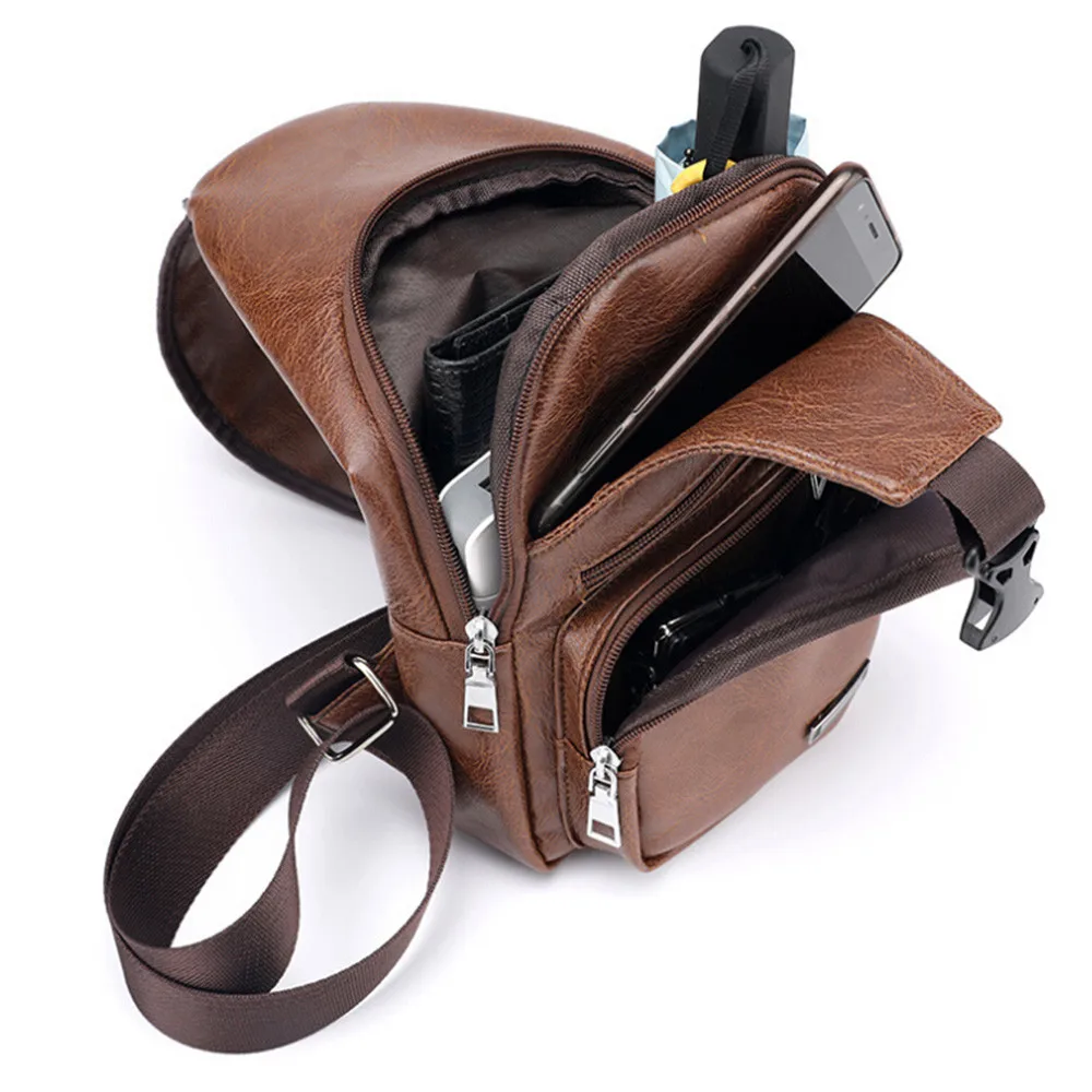 Мужская сумка USB, нагрудная сумка, мужские Сумки из искусственной кожи, сумки на плечо, Дорожная Спортивная диагональная упаковка, уличная упаковка s#10