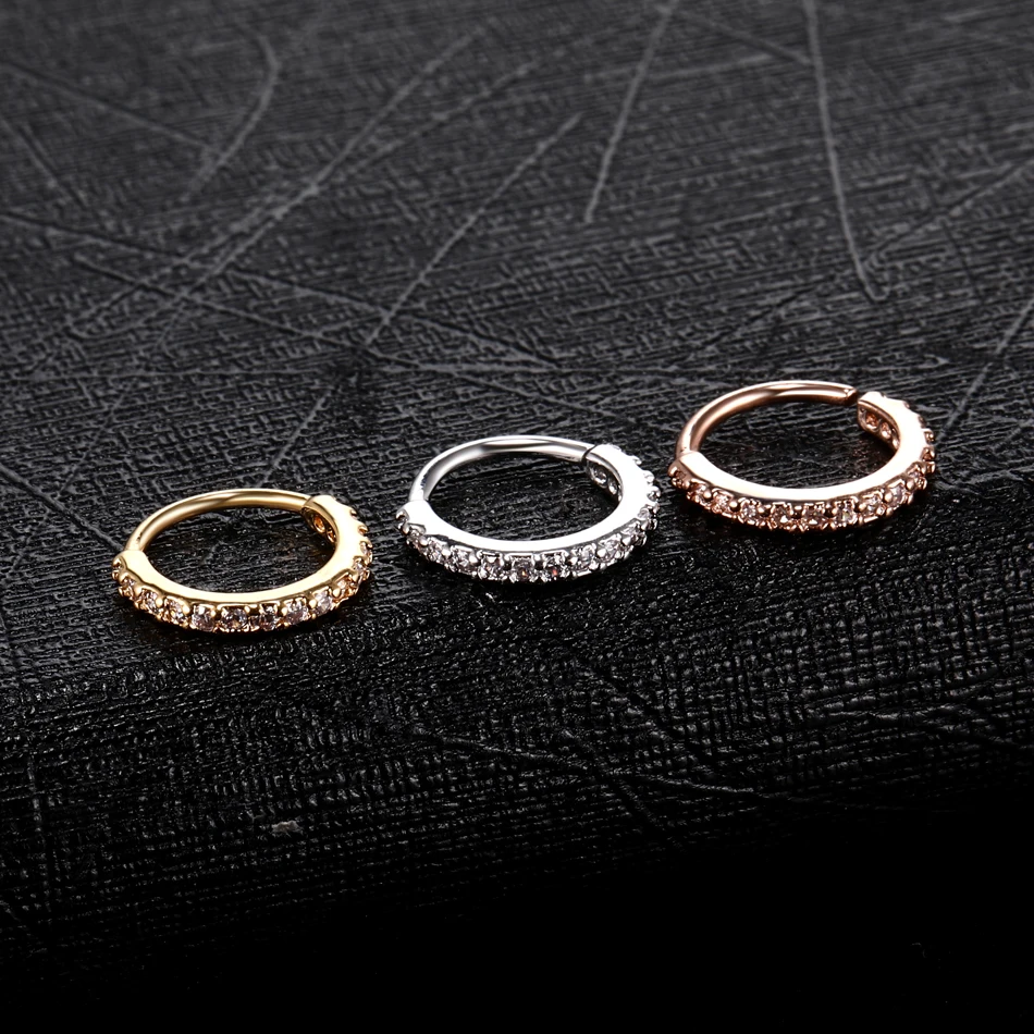 1PC 6-10mm Cz Nose piercing Hoop Nostril Ring Flower Helix Cartilage Tragus Earring Cz Cartilage Huggie Hoop Earring Jewelry