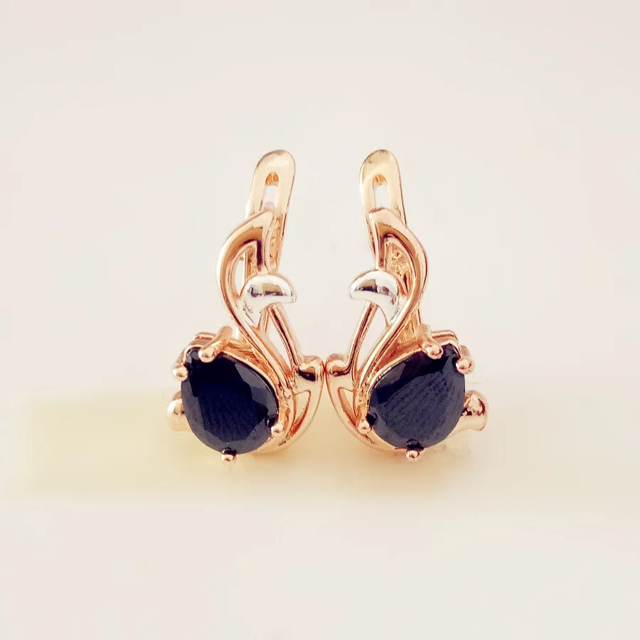 

Women Drop Earrings New Fashion Earring Black Cubic Zircon Stone Korean Earrings Designs for Office Lady Gold Color Jewelry