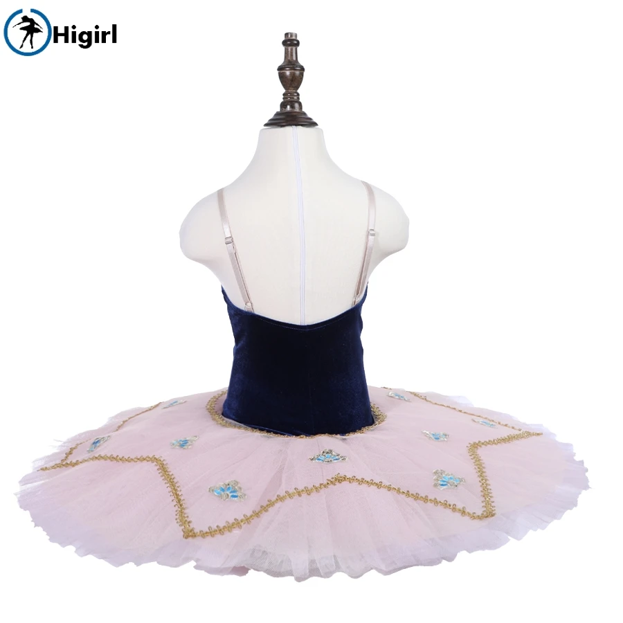 Children royal ballet shool performance ballet tutus for kids navy blue ballerina dance costume dress for junior18076