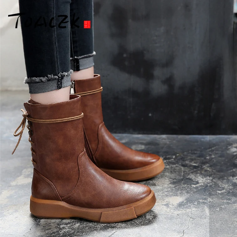 

Autumn new Korean version of Martin boots female British style in the tube thick bottom flat locomotive boots women's shoes