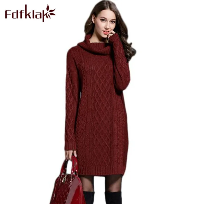 Buy Fdfklak Wine Red Knit Turtleneck Long Sleeve Women