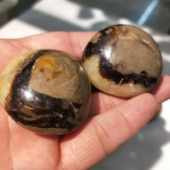 

2pcs Natural septarium septarian boulder palm Massage stones Crystal Quartz Mineral Specimen Healing Reiki Decorating 40-50mm