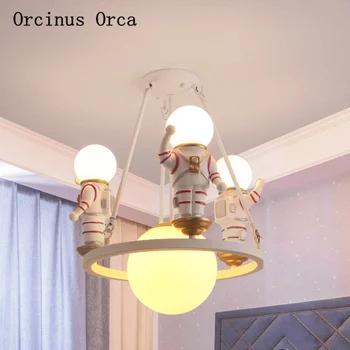 

Cartoon Creative Astronaut Chandelier Boys Bedroom Children's Room Lamp American Individual LED universe Color Chandelier