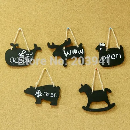 

NEW Retro wood Animal shape hang Chalkboard for Party Favors/Vintage High quality environmental message Blackboard With rope