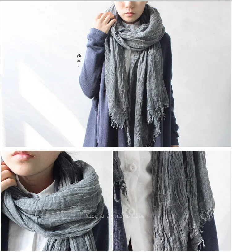 Зимний шарф, льняной шарф Desigua, шарф и шаль, 8 цветов, мягкий льняной шарф 180 см, льняная текстура, винтажный шарф