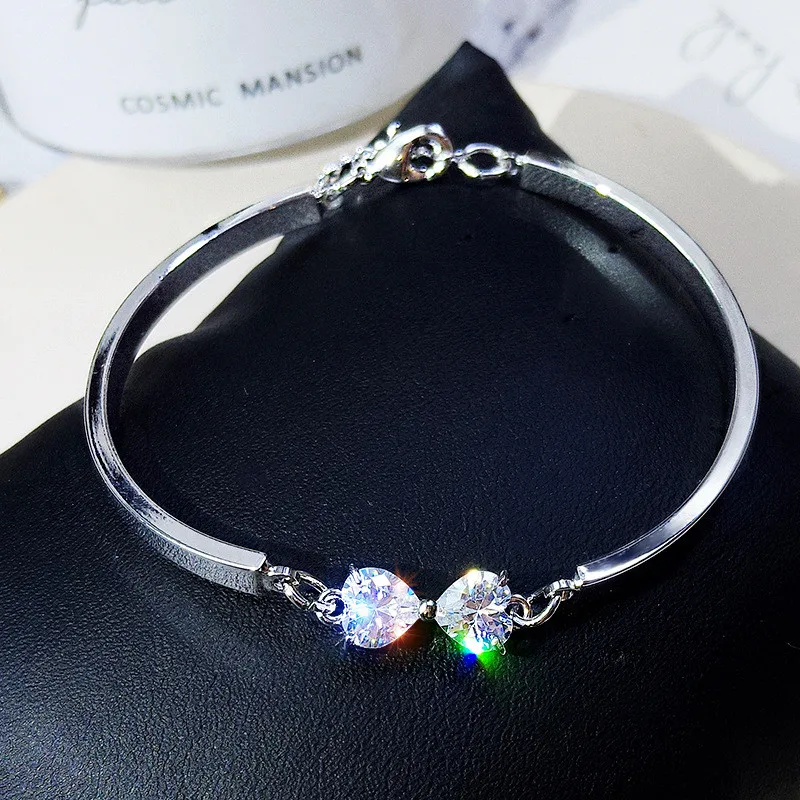 

FYUAN Shiny Zircon Bracelet For Women 2019 Bowknot Crystal Bracelets & Bangles Fashion Jewelry Gifts