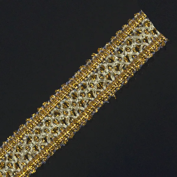 Braided Embroidered Applique Gold Metallic Embellishment Lace Ribbon