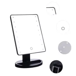 16 светодиодов зеркало с подсветкой для макияжа Регулируемый Сенсорный экран Портативный увеличительное Настольная лампа косметический