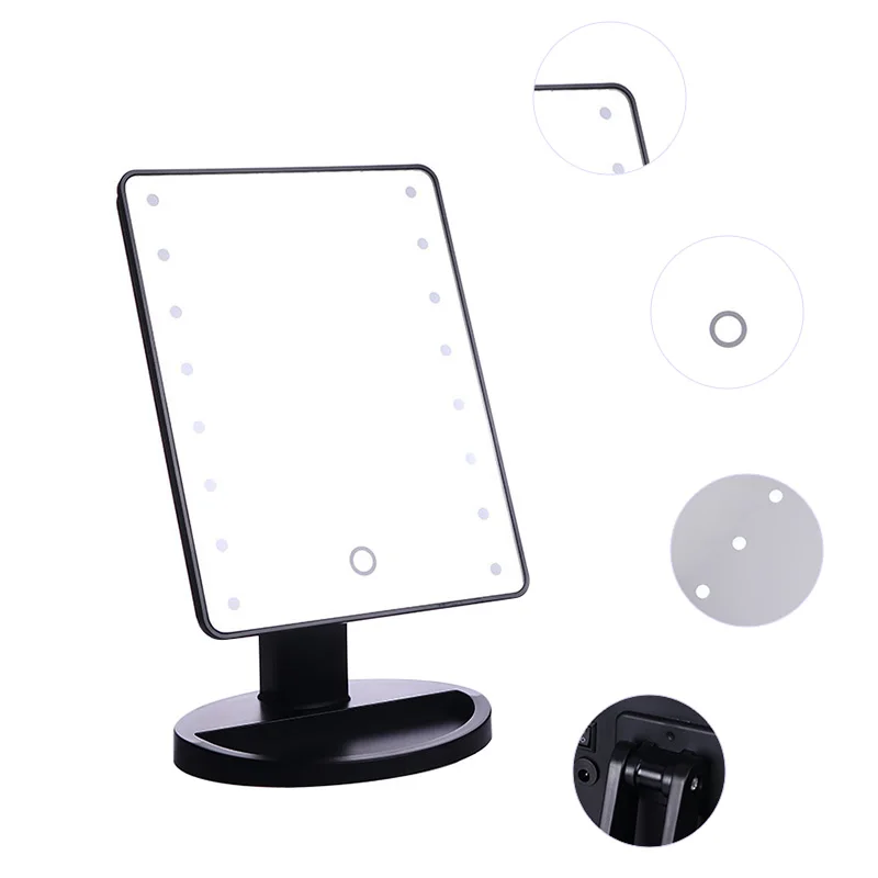 

16 LEDs Lighted Makeup Mirror Adjustable Touch Screen Portable Magnifying Vanity Tabletop Lamp Cosmetic Beauty Tool Accessory