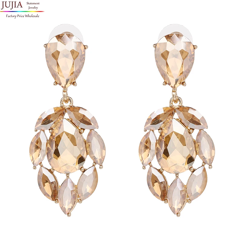 

JUJIA new 2019 high quality fashion hot sale women all crystal earring 4 colors vintage statement Earrings for women jewelry