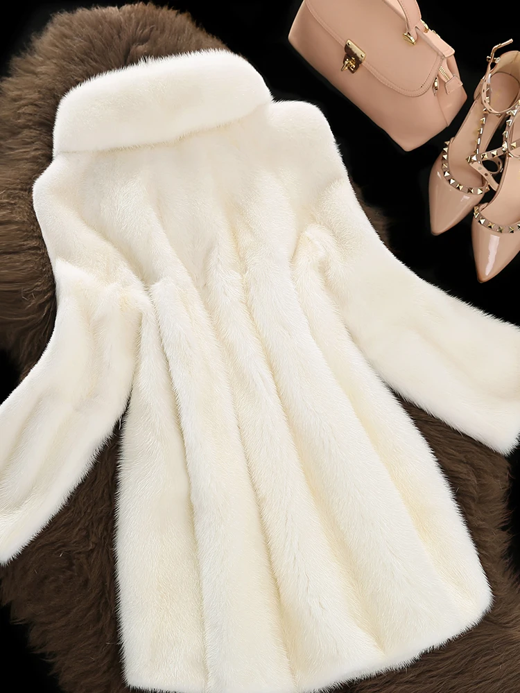 

Whole water mink coat female long section bread collar coat 2018 autumn and winter fashion new fur MD7294