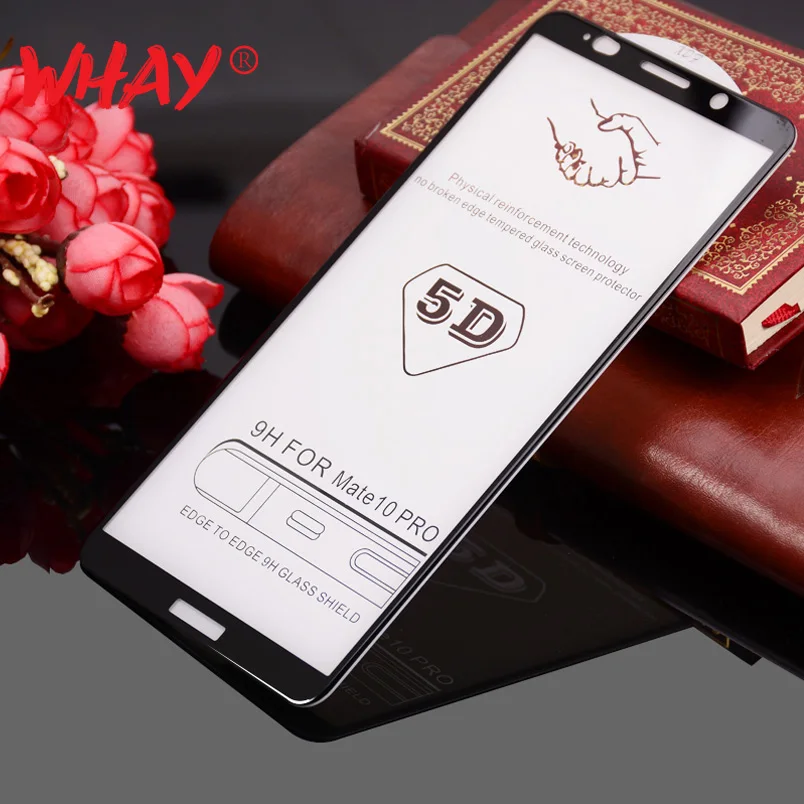 

WHAY Glass for Huawei Mate10 Pro Screen Protector 5D 9H Full Cover Curved Edge Case for Huawei Mate 10 Pro Tempered Glass