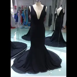 2019 дешевые новые реальные примеры фото черное платье для выпускного пикантные Длинные Формальные Вечеринка платье плюс Размеры