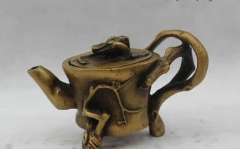 

4"Chinese Collect Folk Pure Bronze Lucky beautiful plum blossom Pot water jug