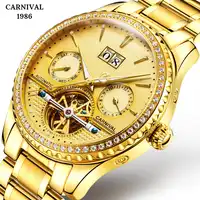 Relogio Masculino Men Gold Watch Luxury Watches 3ATM Waterproof Steel Clock Tourbillon Mechanical Business Saphire Watch 2019