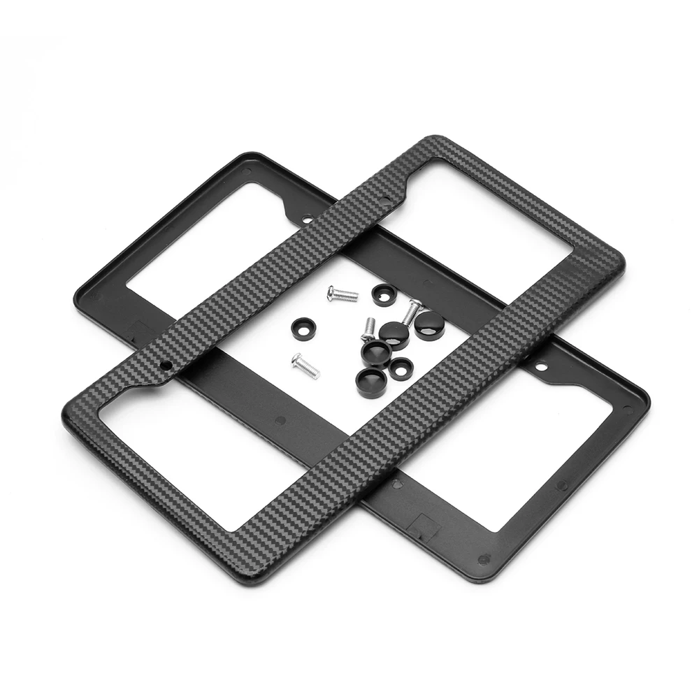 

2pcs Front Rear Carbon Fiber USA/Canada License Plate Frame Tag Cover Holder for Auto Truck Vehicles High Quality