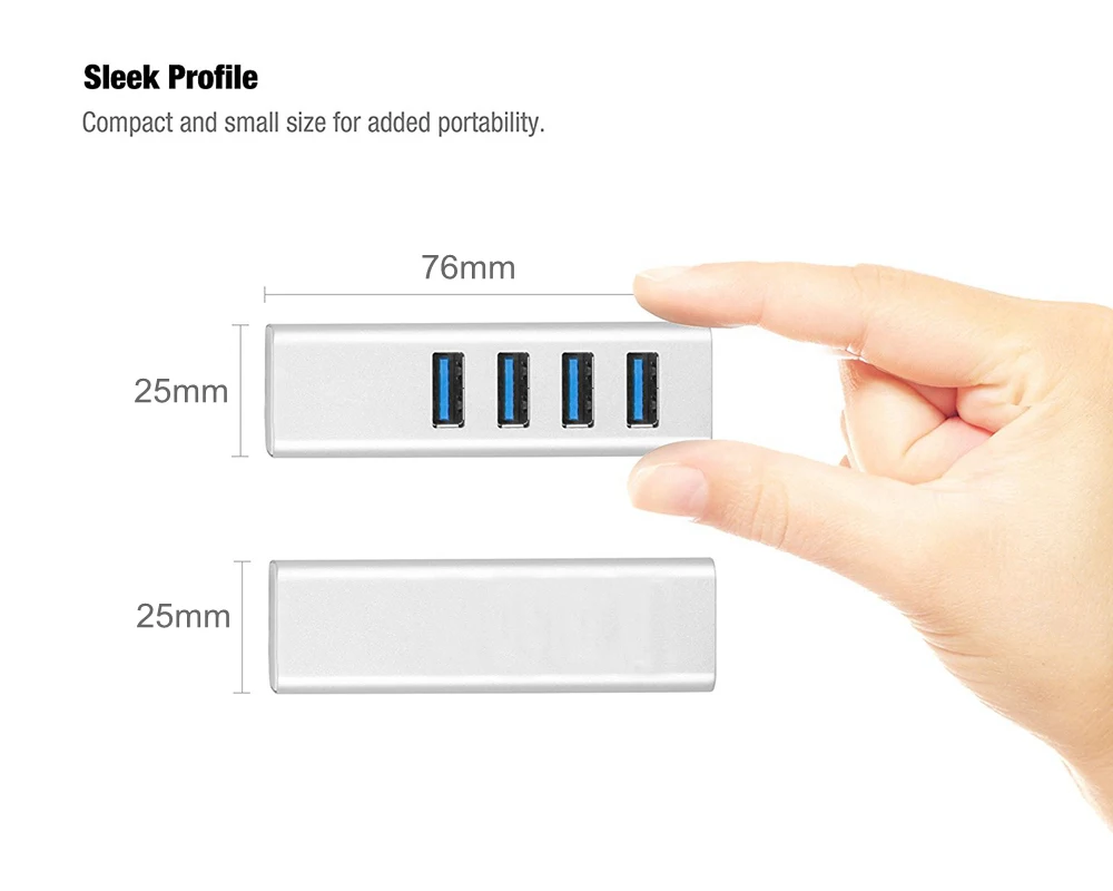 Ультратонкий портативный 4 порта алюминиевый USB 3,0 концентратор данных с микро USB порт питания Для iMac MacBook Pro/Air Mac Pro/Mini XPS Ноутбук