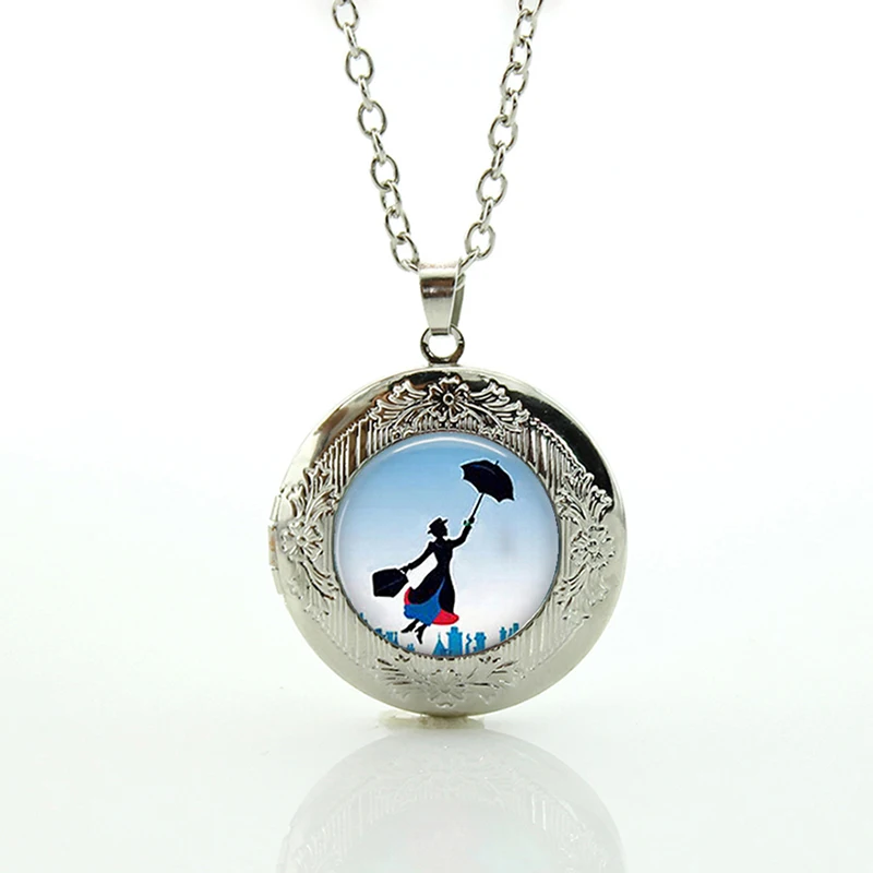 

Vintage Mary Poppins Jewelry Colar Perfume Women Victorian lady Long Chain Necklace cartoon Sailor Moon locket pendant gift N770