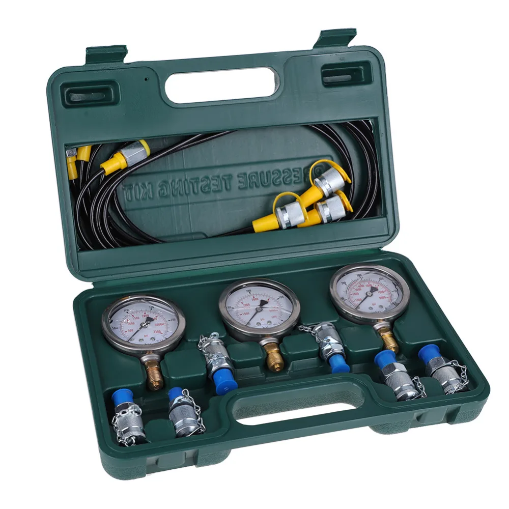 1 Set Hydraulic Pressure Gauge Excavator Hydraulic Pressure Test Kit W/ Testing Hose Coupling and Gauge Pressure Measuring Tool