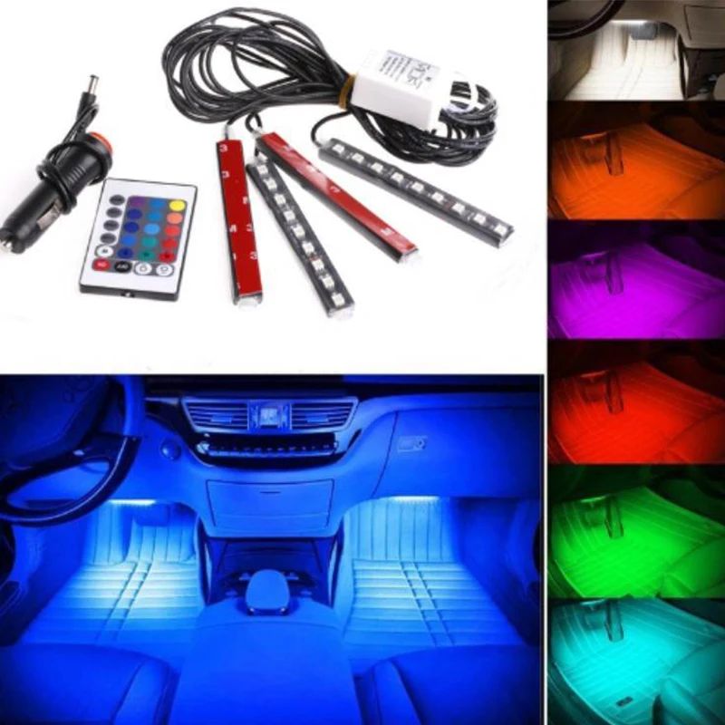 LISCN 4 шт. Светодиодная лента RGB для автомобиля светильник s цветов Стайлинг