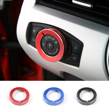 

MOPAI Two Style Aluminum Car Interior Head Light Lamp Switch Button Decoration Cover Stickers For Ford Mustang/F150 2015 Up