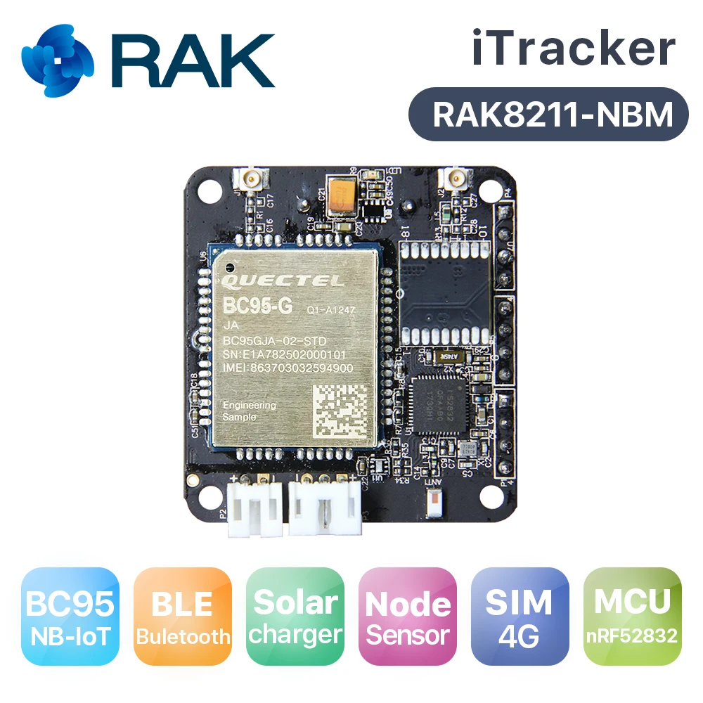 

RAK8211-NBM iTracker NB-IoT Module, BC95 Support Global band, NORDIC52832, Bluetooth 5