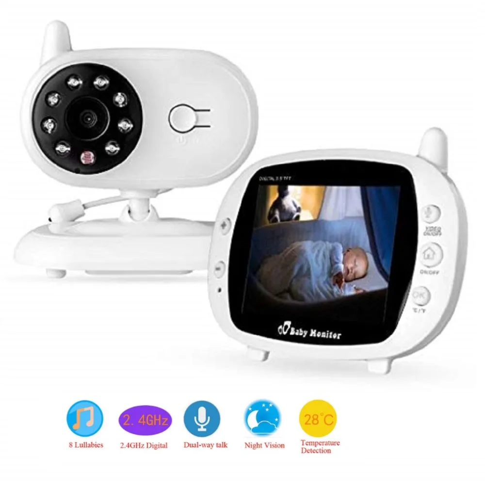 

Wireless Video Audio Baby Monitor 3.5 inch Digital LCD Night vision Intercom Lullabies Temperature Sensor Babysitter Camera NEW