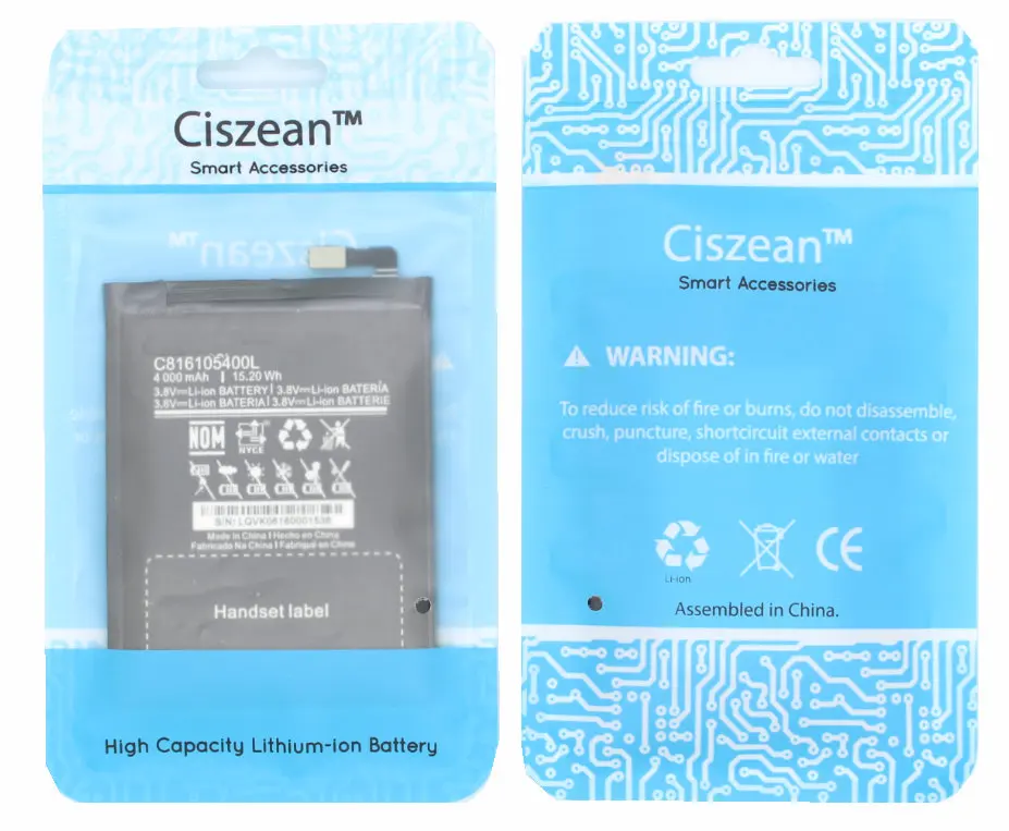 Ciszean 5x3,8 V 4000 mAh Замена C816105400L батарея для BLU Energy X E010Q батареи для телефона батареи для сотового телефона