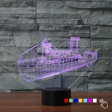 Грузовой корабль 3D визуальная лампа 7 цветов акриловая Ночная лампа для детей прикроватная лампа сенсорный Настольный светильник Lampara de Mesa лучший подарок для ребенка