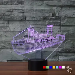 Грузовой корабль 3D визуальная лампа 7 цветов акриловая Ночная лампа для детей прикроватная лампа сенсорный Настольный светильник Lampara de Mesa