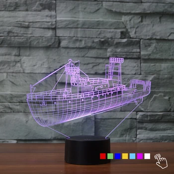 

Cargo Ship 3D Visual Lamp 7 Colors Acrylic Night Lamp for Kids Bedside Lamp Touch Desk Table Lampara de Mesa Best Gift for Child