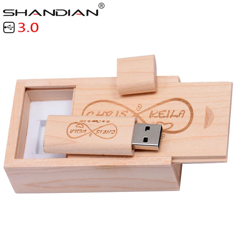 

SHANDIAN CustomWooden bamboo USB flash drive pen driver wood chips pen drive 4GB 16GB 32GB 64G USBcreative personal wedding LOGO