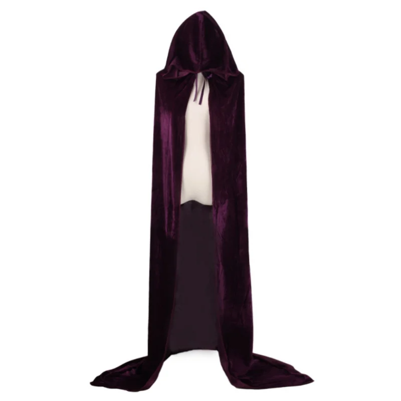 

Helloween Costume Christmas Grim Reaper Cape Cloak Witch Hooded Party Cosplay Costume Cloak Solid Color Plus Size