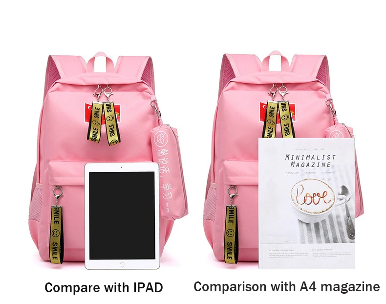 Модный Стильный Холщовый женский рюкзак для девочек-подростков с принтом, школьная сумка с usb зарядкой, большой рюкзак, школьная сумка для подростков, милая