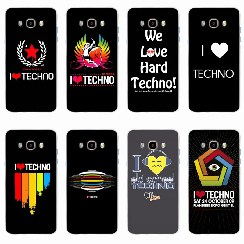 

I Love Techno Cover Soft Silicone TPU Phone Case For Samsung Galaxy S6 S6edge S6Plus A7 S7edge S8 S9 Plus A5 J5 J7 2016 A3 2017