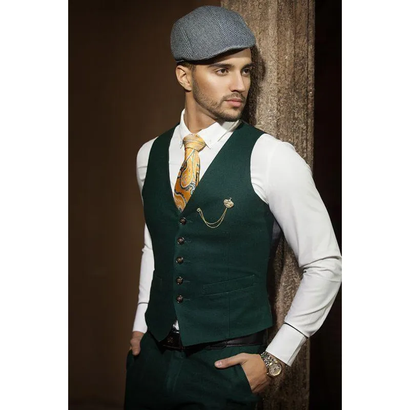 Tailored Green Vest Mens Classic Vests For Men Best Man Groomsmen Groom