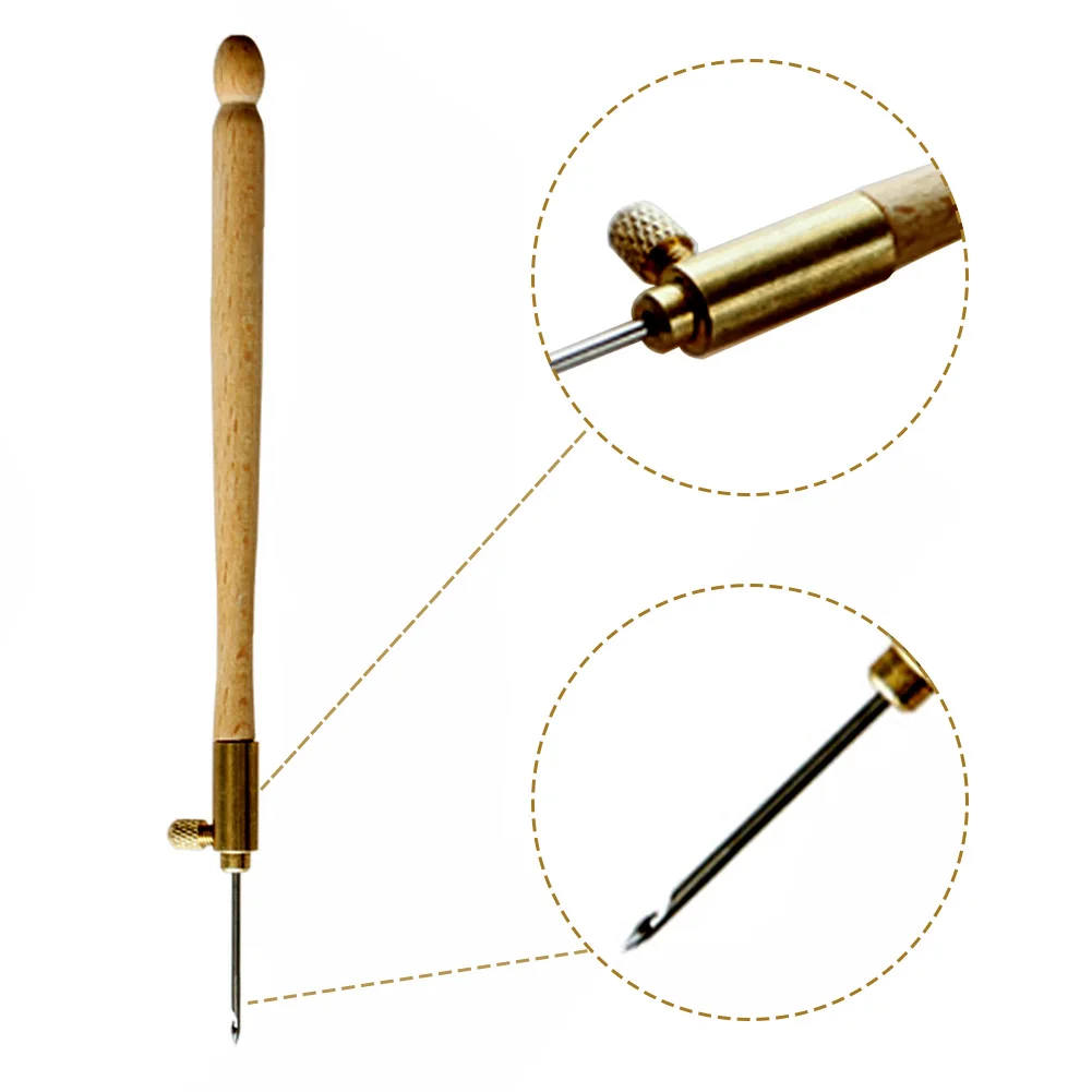 

3 In 1 Tambour Sewing Craft DIY Crochet Set Beading Wooden Handle Weave Tools Crochet Hook Metal Knitting Needles Embroidery