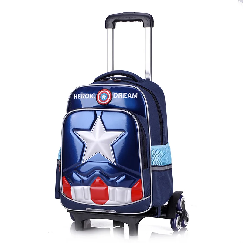

3D new Climb the stairs luggage Captain America cartoon school bag students rolling suitcase 6-12 year Children travel backpack