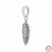 925 пробы серебряные элементы питания острые шипы цепляют мягко круглый наконечник и кулон в виде пера для изготовления украшений своими руками, соответственные Пандоре обаятельные подвески для женщин ювелирные изделия FL773