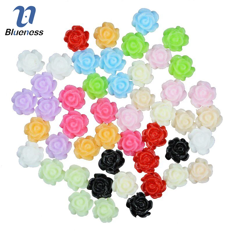 

Blueness 50Pcs/Lot 12 Colors 3D Resin Rose Flowers Design Nail Art Decorations Studs Design DIY Manicure Gel Accessories JH030