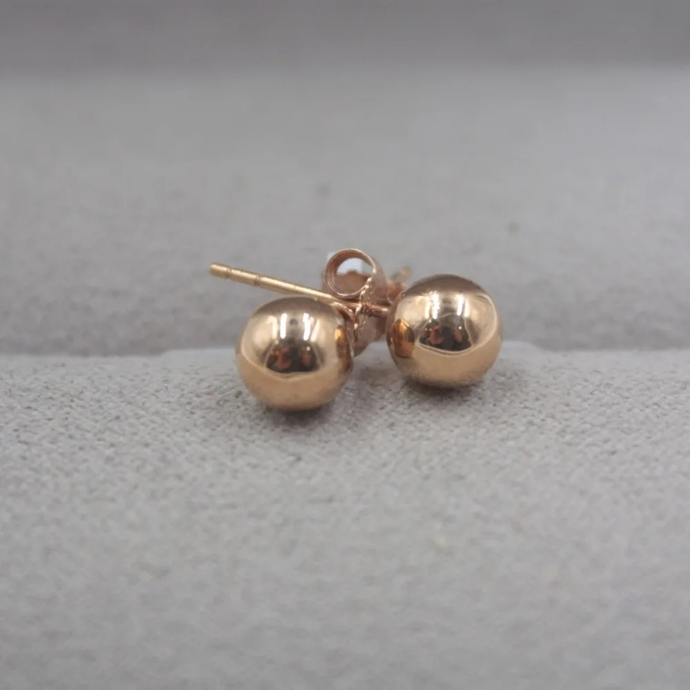 

Pure 18K Rose Gold Stud Earrings Personalized Small Smooth Ball Cute Earrings 1.3-1.5g Everyday Jewelry Girlfriend Best Gift