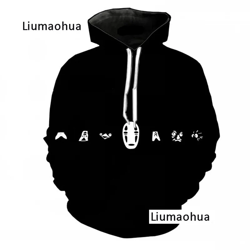 Liumaohua men  women casual new long sleeve hoodies anime spirited 3d printing with hood sweatshirt with crew neck sweater