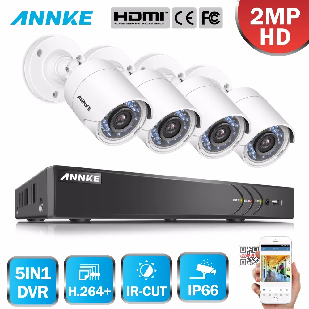 

ANNKE 8CH HD 1080P Security Camera System DVR kit and 4PCS 2MP Indoor Outdoor Weatherproof security camera IR Night 1TB HDD