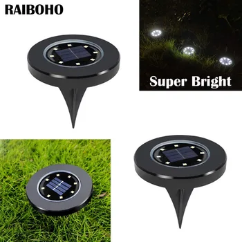 

Solar Powered Disk Lights 8LED Solar Pathway Lights Outdoor Waterproof Garden Landscape Lighting for Yard Deck Lawn Patio White