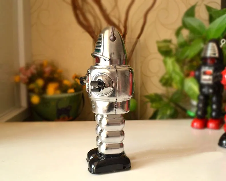 Заводной классический ретро олова игрушки Робби Редкие Заводной Робот коллекция