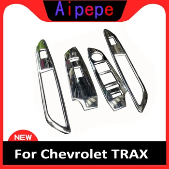 

For Chevrolet TRAX 2014 2015 2016 car ABS chrome armrest Handrail inner door Window glass switch panel cover trim frame 4pcs