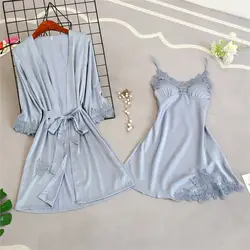 Темно-синий женский топ из 2 предметов на бретелях Пижама комплекты одежды для сна Женская домашняя одежда спальный костюм соблазнительное