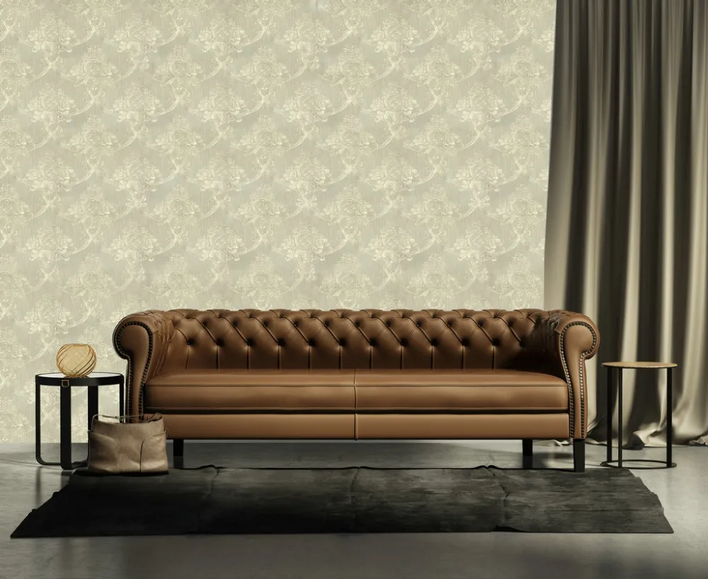 LF 77705 PVC Roll Luxury Classic Beige Franch Damask Textured