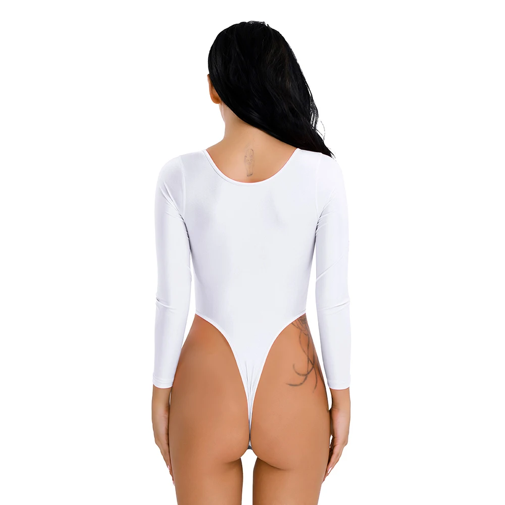 iEFiEL Women Sexy Bodysuit Long Sleeve High Cut Crotchless Thong Leotard Body String Catsuit Jumpsuit Womens Dancing Clothing bodysuits